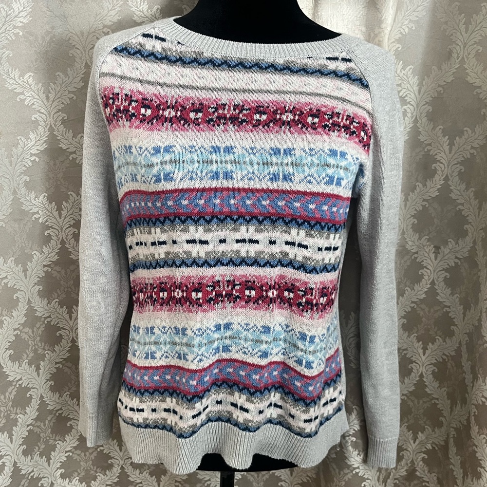 Chaps Women's Striped Sweater - Pink, Blue, Gray